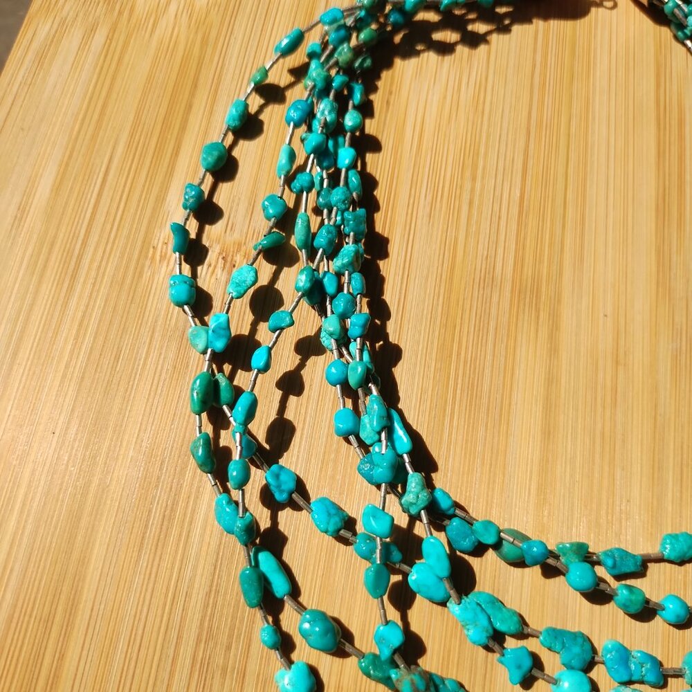 Jay King DTR mine finds 7 strand Liquid Sterling Silver Turquoise Necklace 925 - Picture 5 of 5